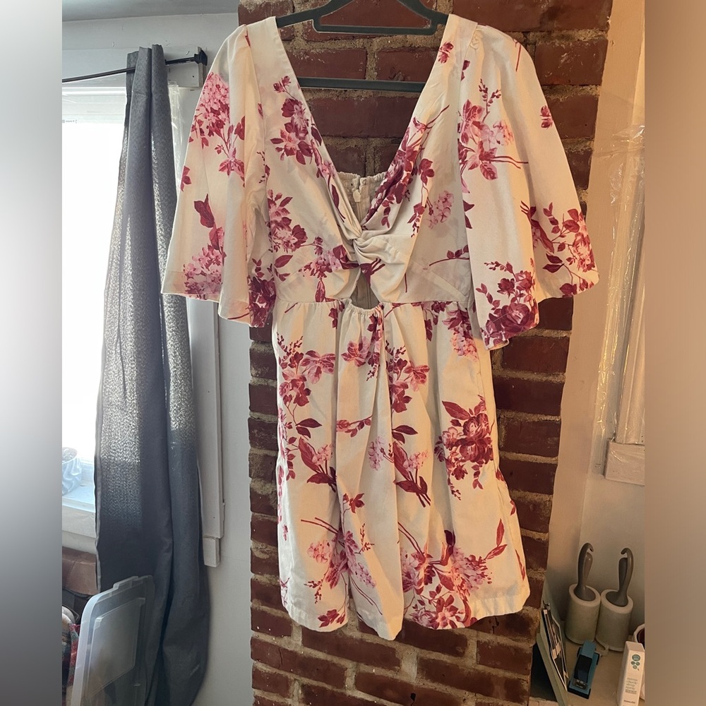Floral V-Neck Dress with Bell Sleeves
